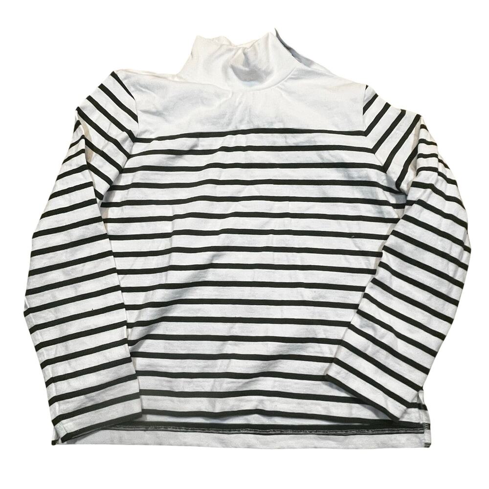 J.Crew Breton Stripe Mock Neck Sailor Pullover Top S Nautical Button Shoulder